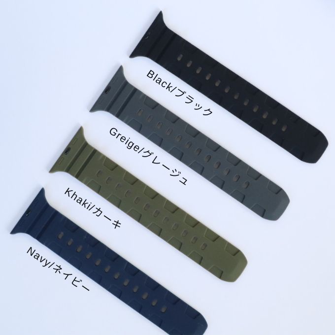 Apple watch band アップルウォッチ スポーツデザインバンド シリコンラバーバンド カーキ