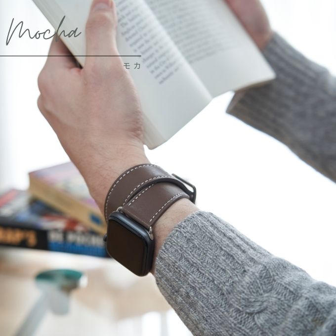 アップルウォッチ バンド Apple watch band 本革 レザー 2重巻き メンズ レディース モカ