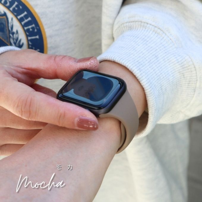 Apple watch band アップルウォッチ スリムラバーバンド くすみカラー スポーツ シリコン モカ