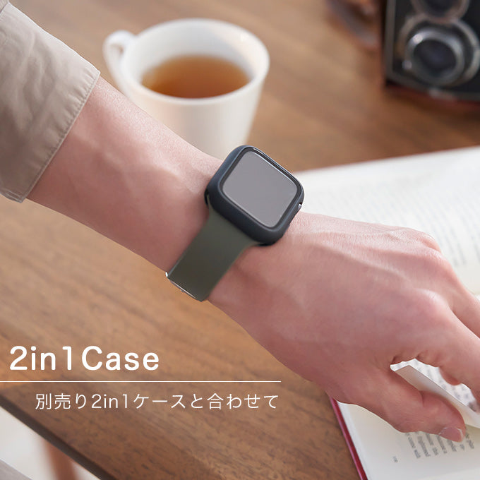 Apple watch band アップルウォッチ バンド くすみカラー スポーツ ソフトシリコンラバーピンクベージュ