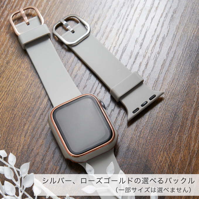 Apple watch band アップルウォッチ バンド くすみカラー スポーツ ソフトシリコンラバーピンクベージュ
