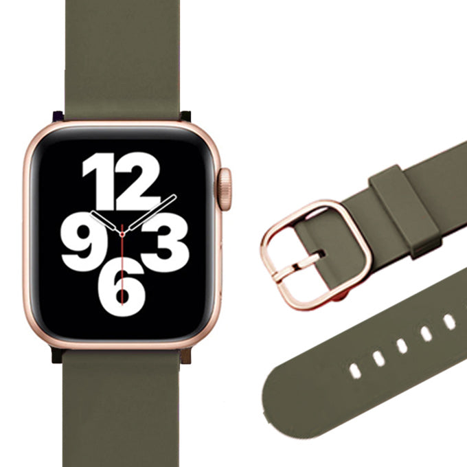 Apple watch band アップルウォッチ バンド くすみカラー スポーツ ソフトシリコンラバー カーキ