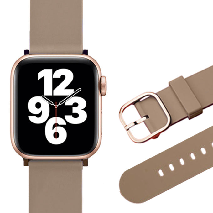 Apple watch band アップルウォッチ バンド くすみカラー スポーツ ソフトシリコンラバー モカ