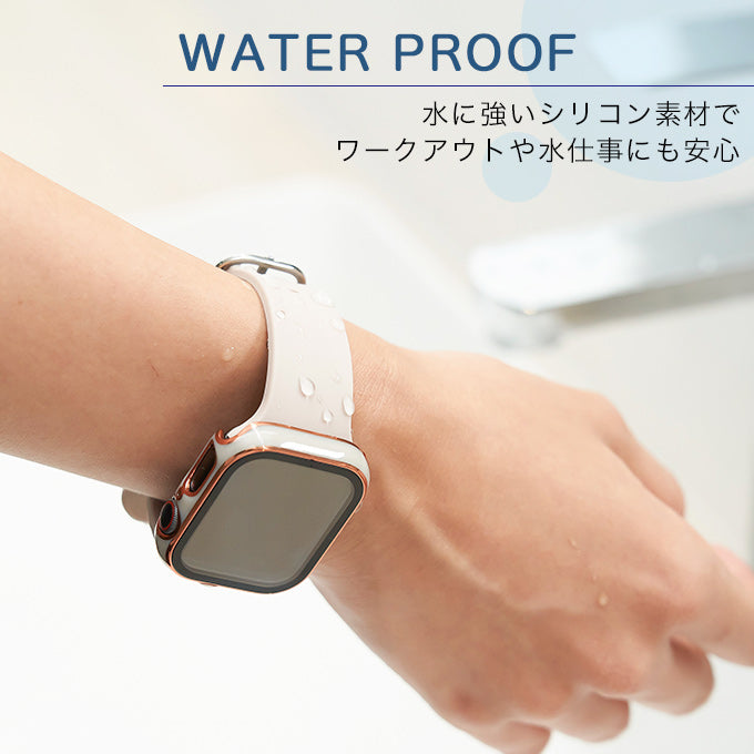 Apple watch band アップルウォッチ バンド くすみカラー スポーツ ソフトシリコンラバーピンクベージュ