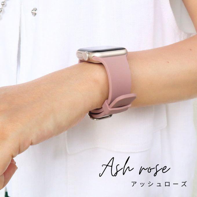 Apple watch band アップルウォッチ バンド くすみカラー スポーツ ソフトシリコンラバーアッシュローズ