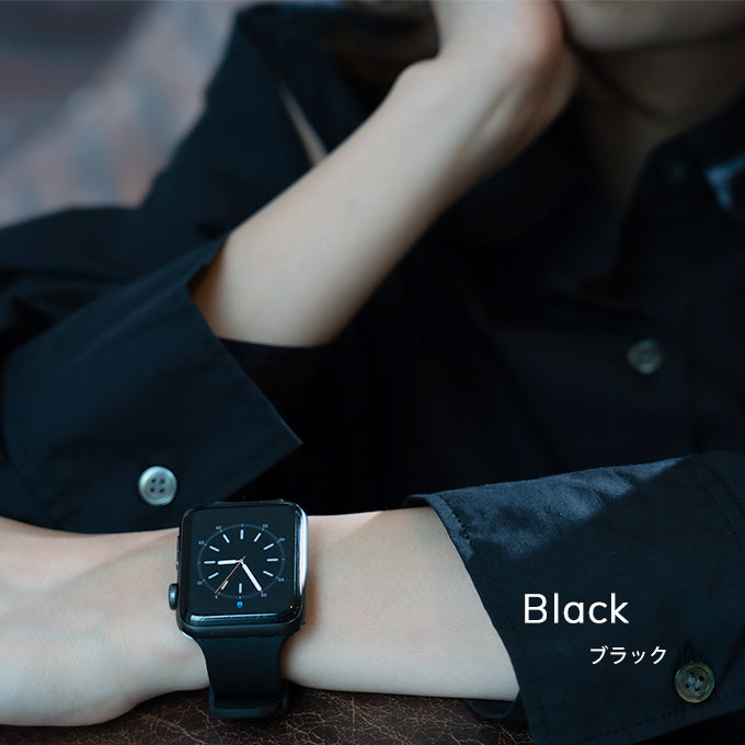 Apple watch band アップルウォッチ バンド くすみカラー スポーツ ソフトシリコンラバー ブラック