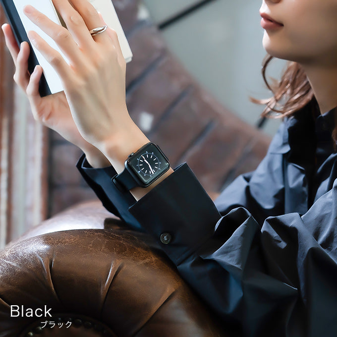 Apple watch band アップルウォッチ バンド くすみカラー スポーツ ソフトシリコンラバー ブラック