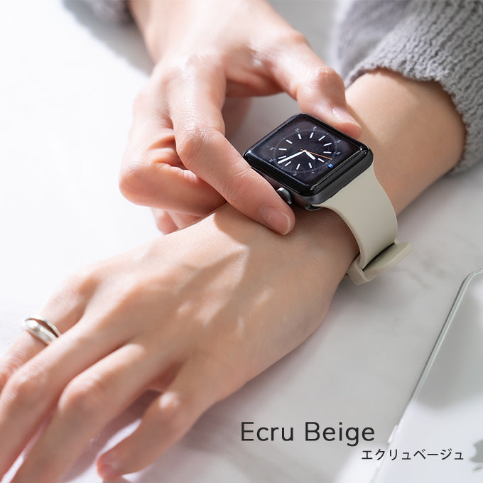 Apple watch band アップルウォッチ バンド くすみカラー スポーツ ソフトシリコンラバー エクリュベージュ