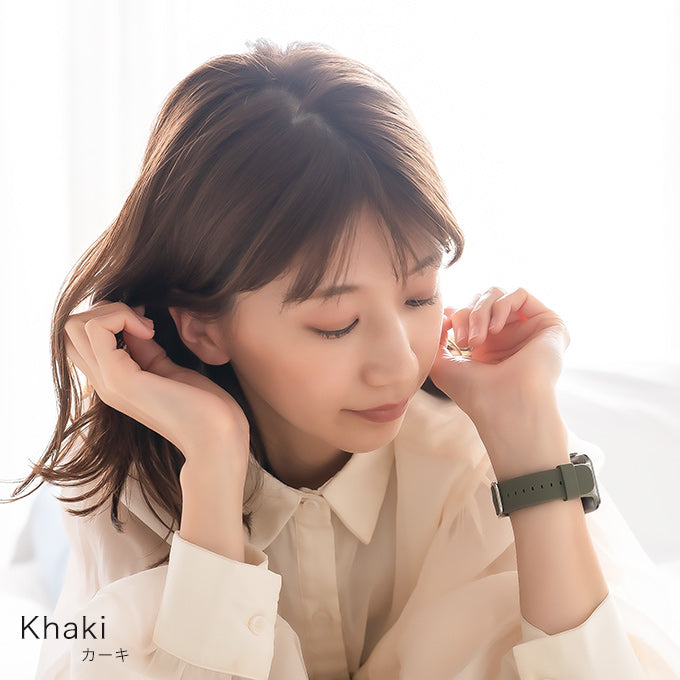 Apple watch band アップルウォッチ バンド くすみカラー スポーツ ソフトシリコンラバー カーキ