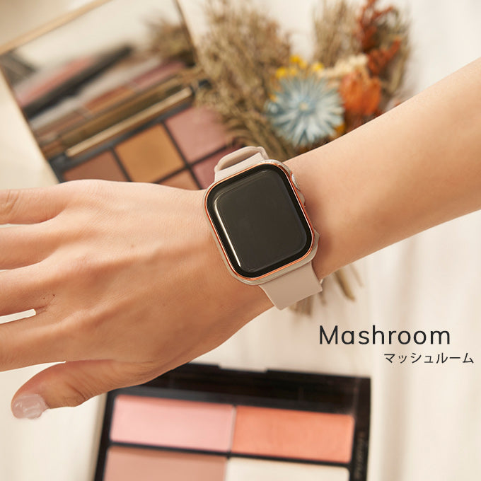 Apple watch band アップルウォッチ バンド くすみカラー スポーツ ソフトシリコンラバー マッシュルーム