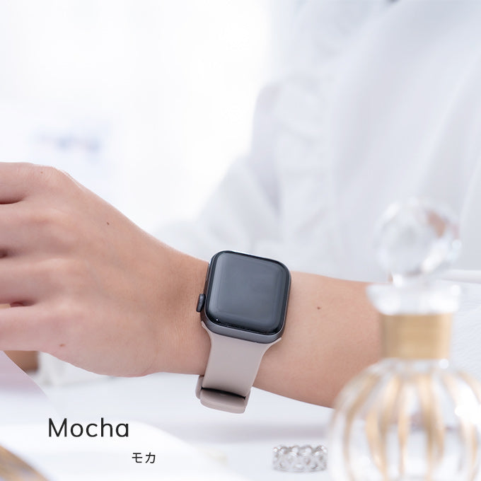 Apple watch band アップルウォッチ バンド くすみカラー スポーツ ソフトシリコンラバー モカ