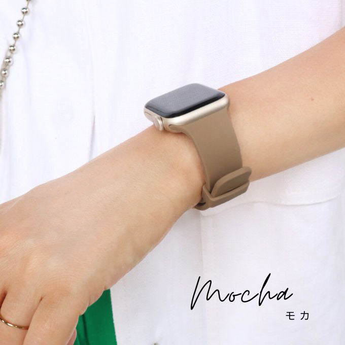 Apple watch band アップルウォッチ バンド くすみカラー スポーツ ソフトシリコンラバー モカ