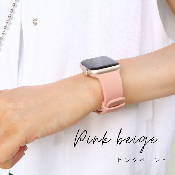 Apple watch band アップルウォッチ バンド くすみカラー スポーツ ソフトシリコンラバーピンクベージュ