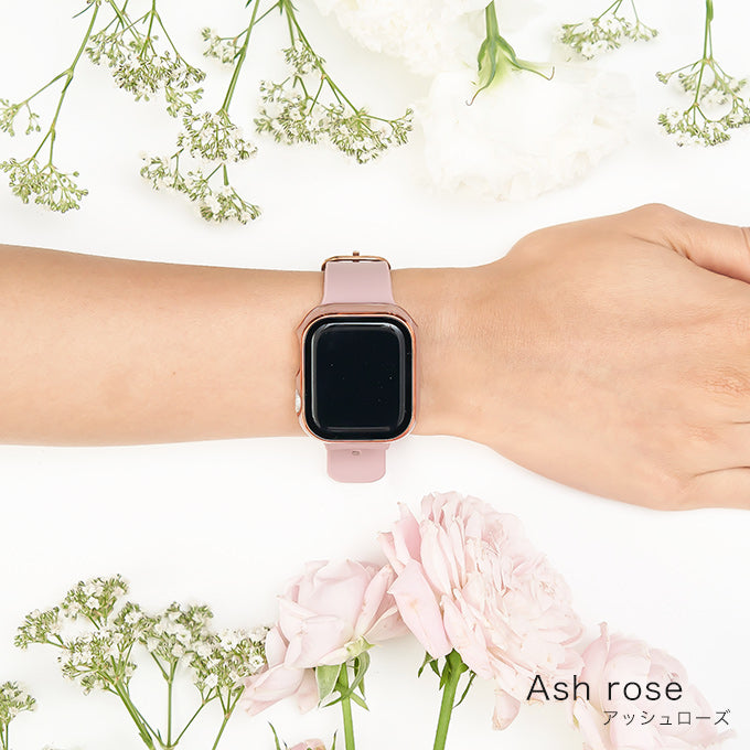 Apple watch band アップルウォッチ バンド くすみカラー スポーツ ソフトシリコンラバーアッシュローズ