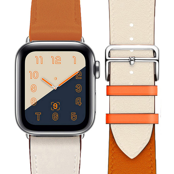 1433 Apple Watch エルメス　二重　オレンジ　インディゴ　レザー