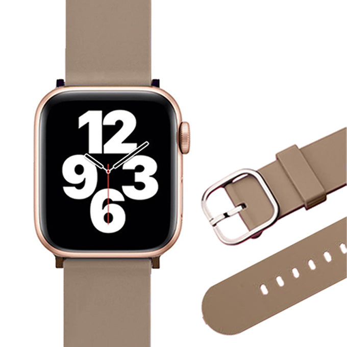 Apple watch band アップルウォッチ バンド くすみカラー スポーツ ソフトシリコンラバー モカ
