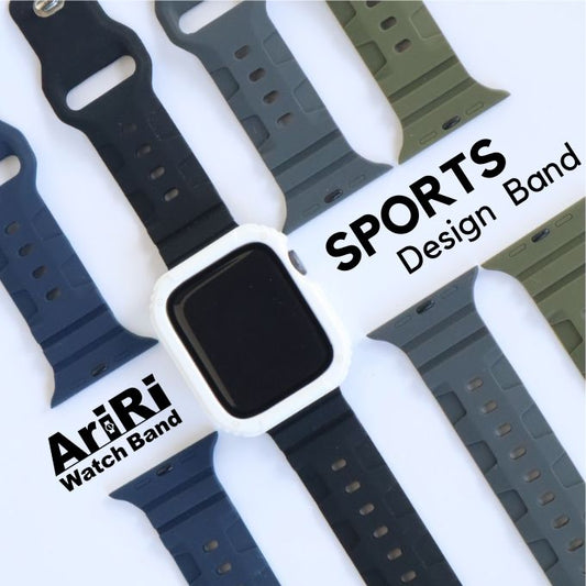 Apple watch band アップルウォッチ スポーツデザインバンド シリコンラバーバンド カーキ