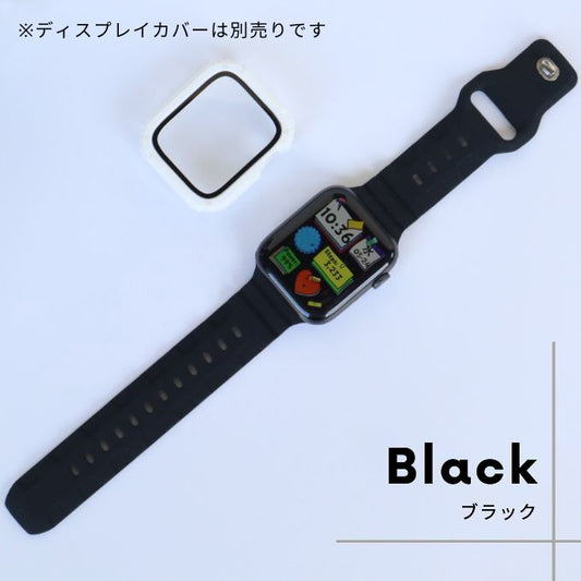 Apple watch band アップルウォッチ スポーツデザインバンド シリコンラバーバンド ブラック