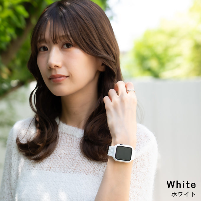 アップルウォッチ バンド マトラッセシリコンラバーバンド/ホワイト