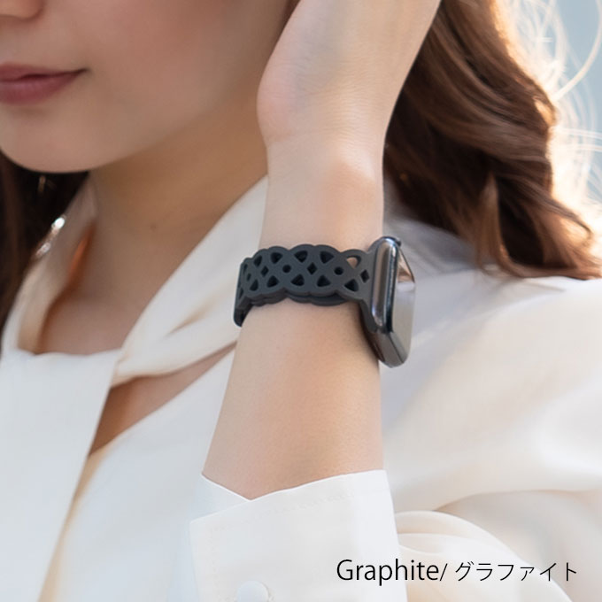 アップルウォッチ バンド Apple watch band フラワー レース柄 くすみカラー シリコン スポーツ ラバーバンド ベルト アップルウォッチバンド 38mm 40mm 41mm 42mm SE おしゃれ かわいい レディース apple watch10 バンド グラファイト