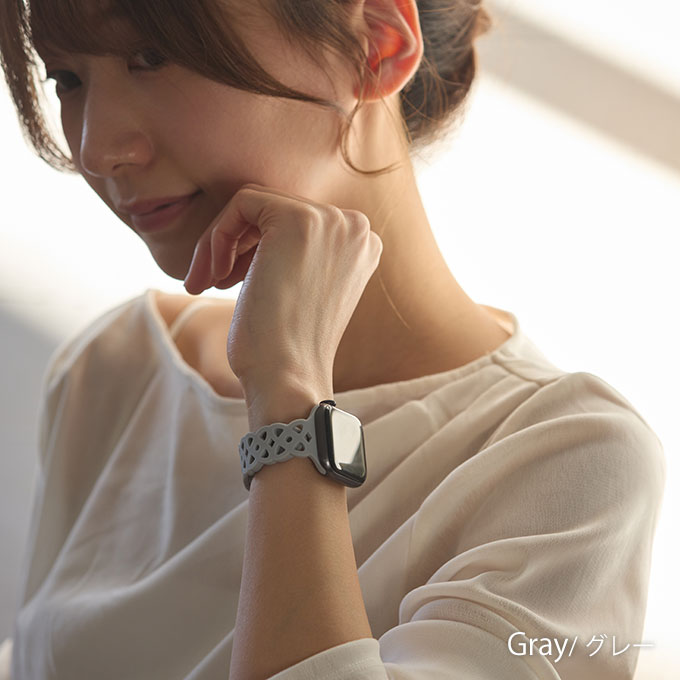 アップルウォッチ バンド Apple watch band フラワー レース柄 くすみ 