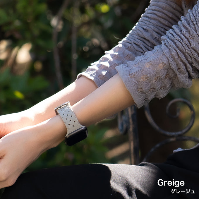 アップルウォッチ バンド Apple watch band くすみカラー スポーツ シリコン 編み込みラバーバンド グレージュ
