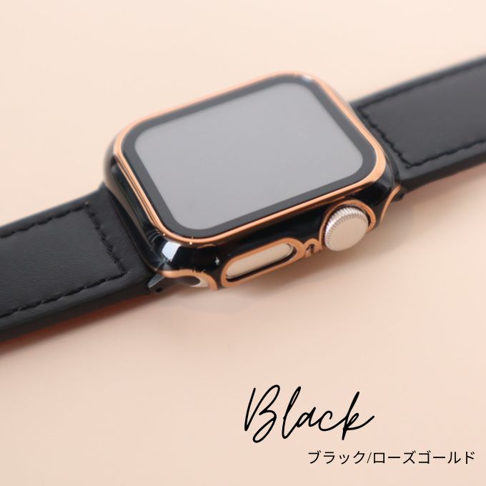 アップルウォッチ ケース カバー ラインデザイン 40mm 41mm 44mm 45mm 全面保護 防水 Apple Watch ブラック