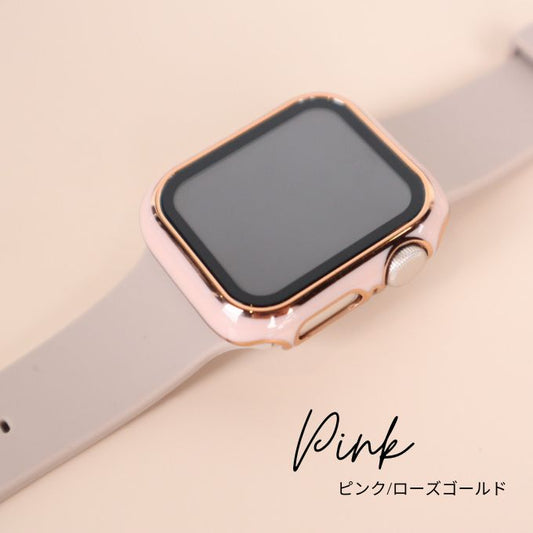 アップルウォッチ ケース カバー ラインデザイン 40mm 41mm 44mm 45mm 全面保護 防水 Apple Watch ピンク