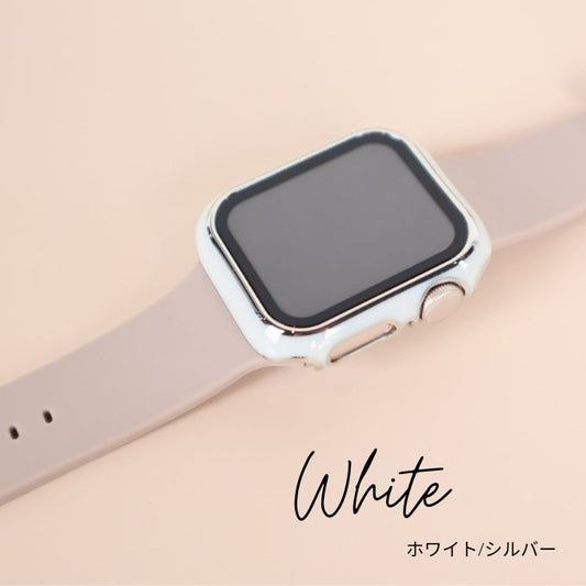 アップルウォッチ ケース カバー ラインデザイン 40mm 41mm 44mm 45mm 全面保護 防水 Apple Watch ホワイト