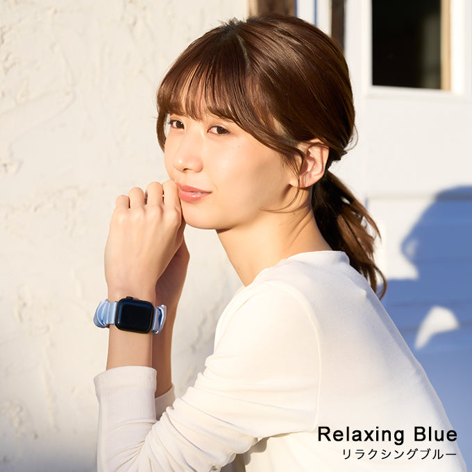 アップルウォッチ バンド Apple watch band ナイトループ シルクシュシュバンド リラクシングブルー