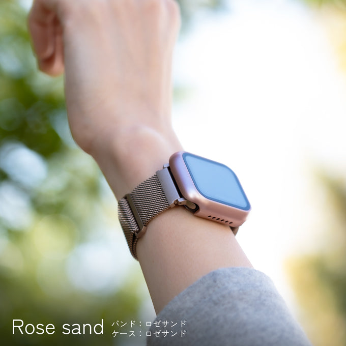アップルウォッチ バンド Apple watch band ミラネーゼループ メッシュ ステンレス ロゼサンド