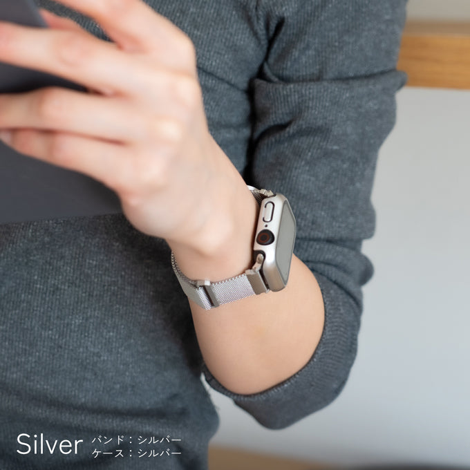 アップルウォッチ バンド Apple watch band ミラネーゼループ メッシュ ステンレス シルバー