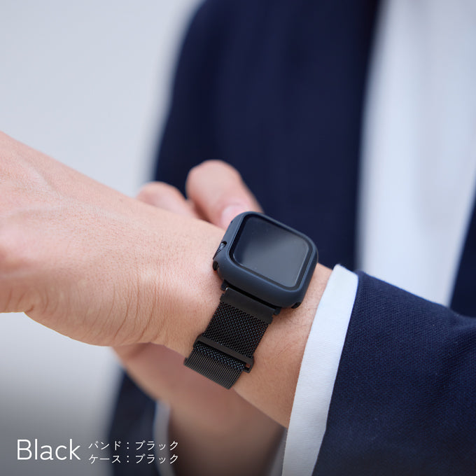 アップルウォッチ バンド Apple watch band ミラネーゼループ メッシュ ステンレス ブラック