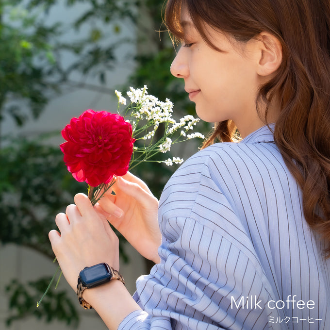 アップルウォッチ バンド Apple watch band べっ甲 スリムバンド メンズ レディース ミルクコーヒー