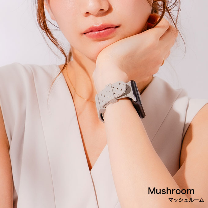 アップルウォッチ バンド Apple watch band くすみカラー スポーツ シリコン 編み込みラバーバンド マッシュルーム