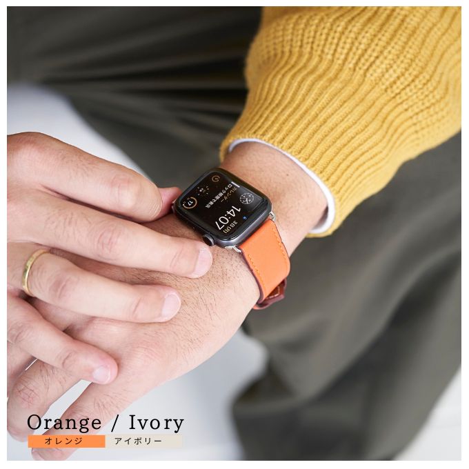 HERMES エルメス ヴォーエプソン Apple Watch バンド ベルト #40mm - オレンジ by