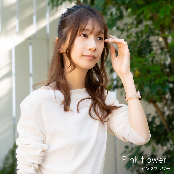 アップルウォッチ バンド Apple watch band べっ甲 スリムバンド メンズ レディース ピンクフラワー