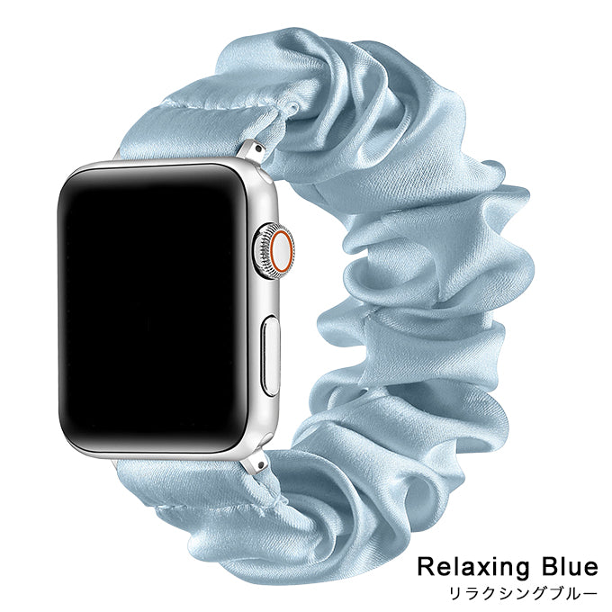 アップルウォッチ バンド Apple watch band ナイトループ シルクシュシュバンド リラクシングブルー