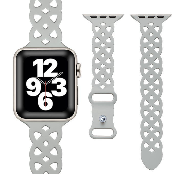 アップルウォッチ バンド Apple watch band フラワー レース柄 くすみカラー シリコン スポーツ ラバーバンド ベルト アップルウォッチバンド 38mm 40mm 41mm 42mm SE おしゃれ かわいい レディース apple watch10 バンド グレー