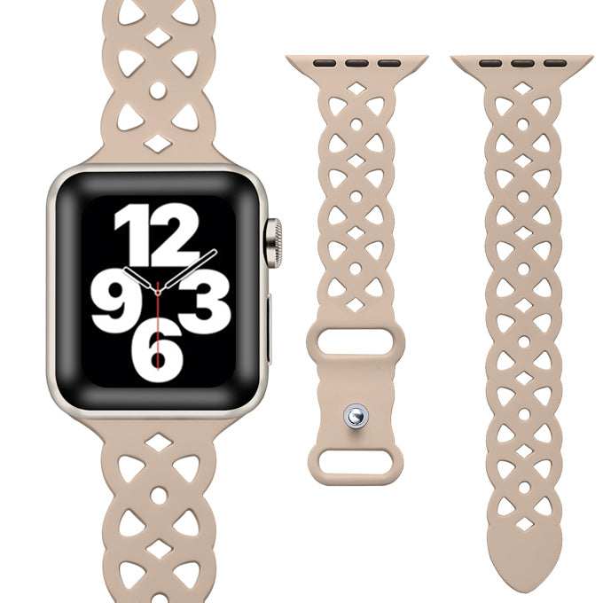 アップルウォッチ バンド Apple watch band フラワー レース柄 くすみカラー シリコン スポーツ ラバーバンド ベルト アップルウォッチバンド 38mm 40mm 41mm 42mm SE おしゃれ かわいい レディース apple watch10 バンド ミルクティ