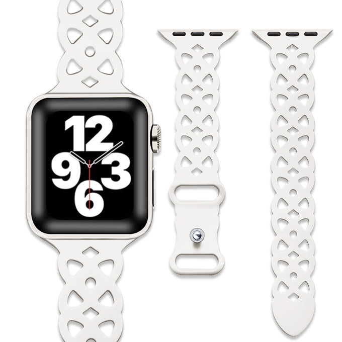 アップルウォッチ バンド Apple watch band フラワー レース柄 くすみカラー シリコン スポーツ ラバーバンド ベルト アップルウォッチバンド 38mm 40mm 41mm 42mm SE おしゃれ かわいい レディース apple watch10 バンド ホワイト