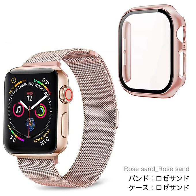 アップルウォッチ バンド Apple watch band ミラネーゼループ メッシュ ステンレス ロゼサンド