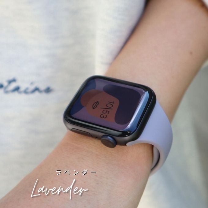 Apple watch band アップルウォッチ スリムラバーバンド くすみカラー スポーツ シリコン ラベンダー