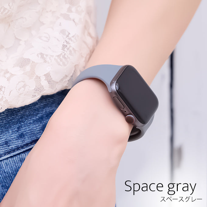 AriRi(アリリ)アップルウォッチ バンド スリムラバーバンド ユニセックス くすみカラー スポーツ シリコン スペースグレー