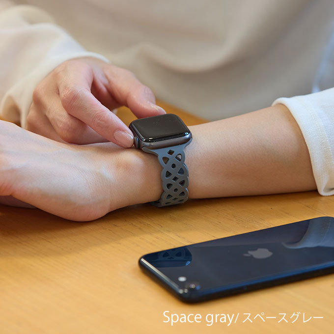 アップルウォッチ バンド Apple watch band フラワー レース柄 くすみカラー シリコン スポーツ ラバーバンド ベルト アップルウォッチバンド 38mm 40mm 41mm 42mm SE おしゃれ かわいい レディース apple watch10 バンド スペースグレー