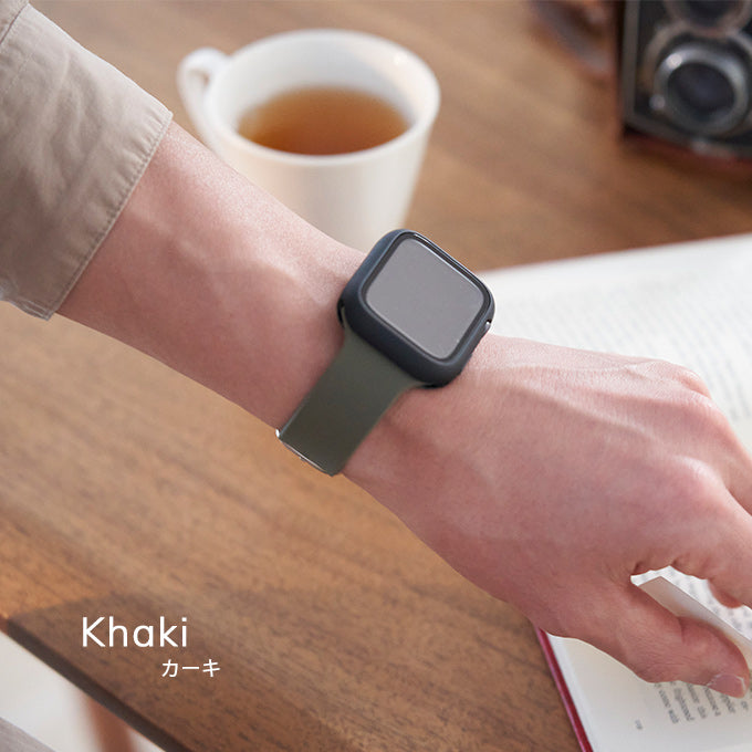 Apple watch band アップルウォッチ バンド くすみカラー スポーツ ソフトシリコンラバー カーキ