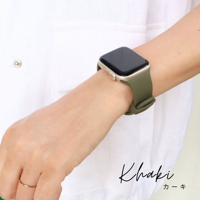 Apple watch band アップルウォッチ バンド くすみカラー スポーツ ソフトシリコンラバー カーキ
