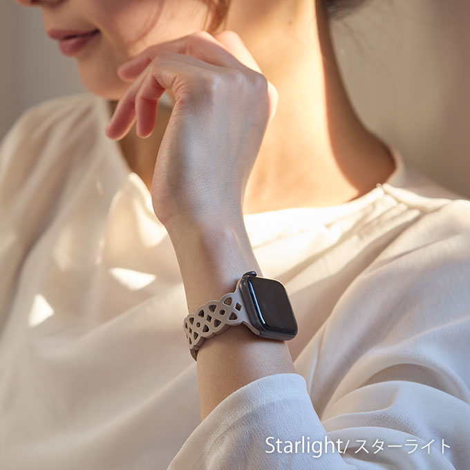 アップルウォッチ バンド Apple watch band フラワー レース柄 くすみカラー シリコン スポーツ ラバーバンド ベルト アップルウォッチバンド 38mm 40mm 41mm 42mm SE おしゃれ かわいい レディース apple watch10 バンド スターライト