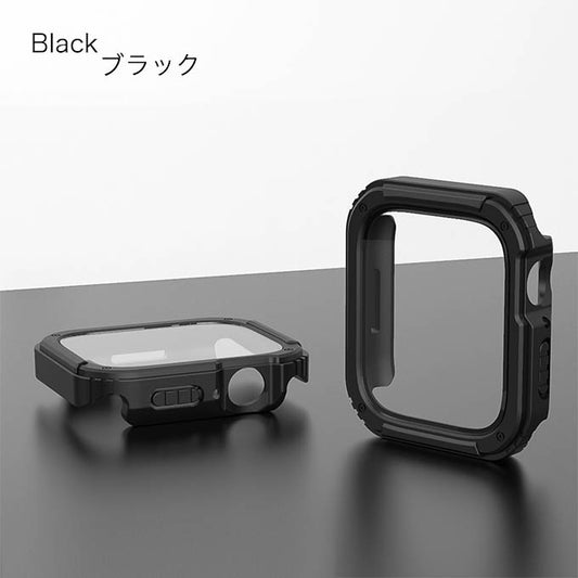 アップルウォッチ ケース カバー 保護フィルム 一体型 40mm 41mm 44mm 45mm アップルウォッチ8 アップルウォッチ7 ケース アップルウォッチ6 ケース アップルウォッチse　ケース アップルウォッチ5 ケース アップルウォッチ4 ケース アップルウォッチ3スポーツデザイン ブラック