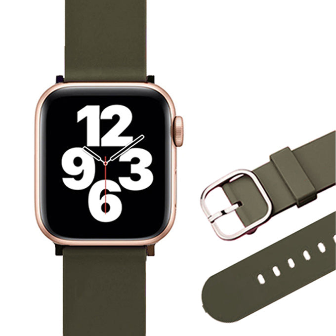 Apple watch band アップルウォッチ バンド くすみカラー スポーツ ソフトシリコンラバー カーキ